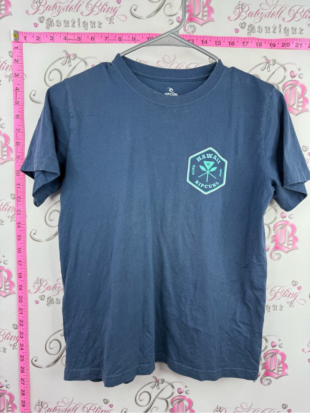 Rip Curl Navy Short-Sleeve Tee with Teal Hawaii Badge boys kids top Hawaii